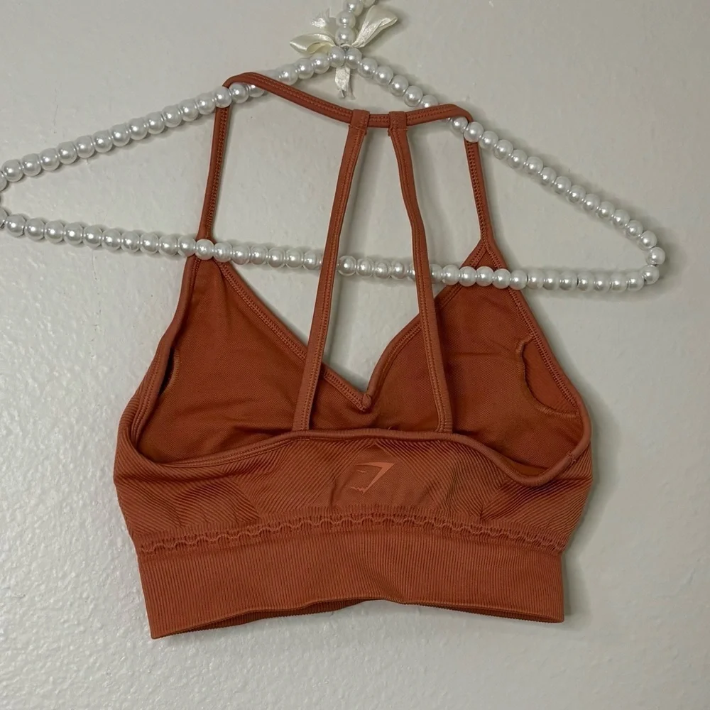 Gymshark Women Orange Ribbed Seamless Racerback Sport Bra